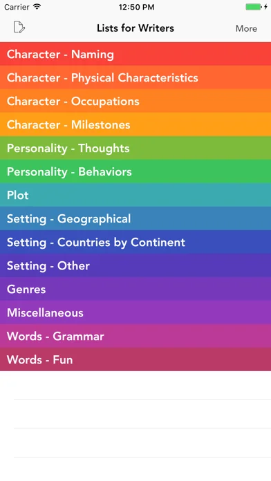 Lists for Writers screenshot 1
