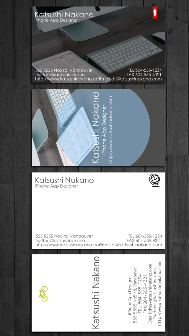 BusinessCardDesigner - Business Card Maker, Creator, Editor, Templates, Designs mit PDF, AirPrint und E-Mail-Funktion