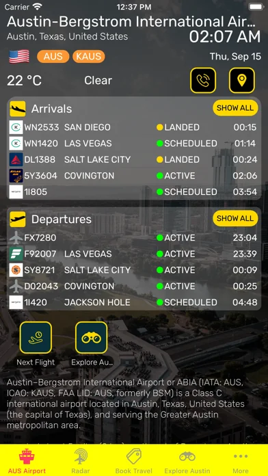 Austin Airport (AUS) + Radar