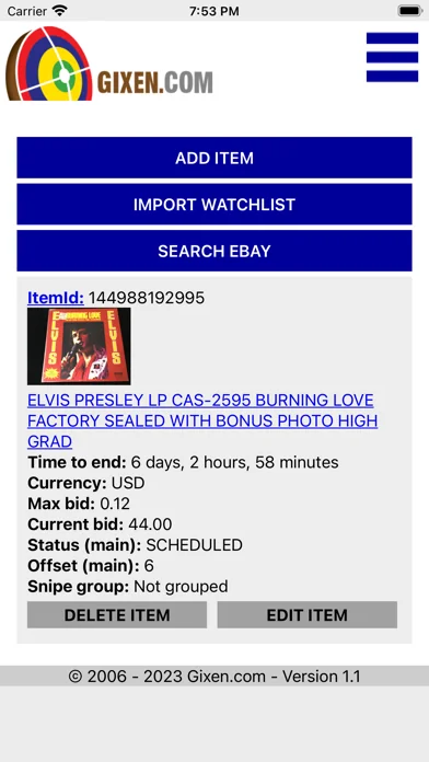 Gixen eBay Auction Sniper screenshot 2
