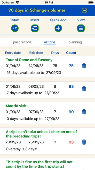 90 days in Schengen planner