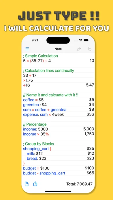 Note Calculator - Text Editor
