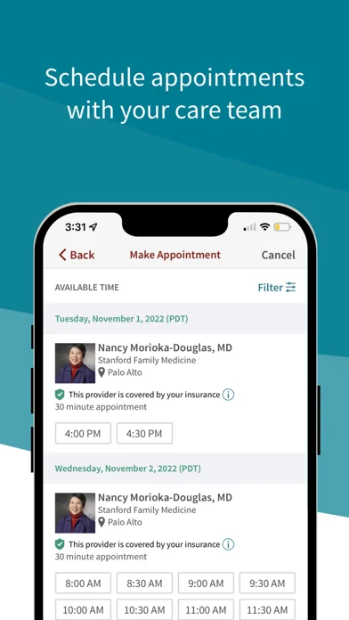 Stanford Health Care MyHealth screenshot 2