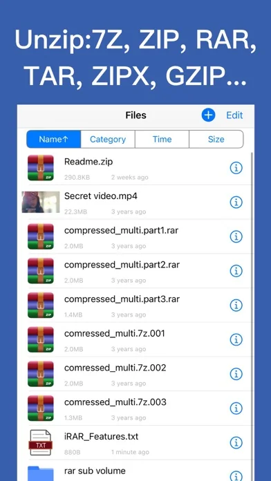 iRAR - zip,rar,7z file opener screenshot 1